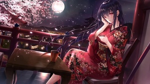 樱花月下的女孩