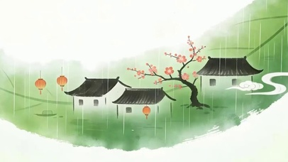 雨天古风树木带鱼屏
