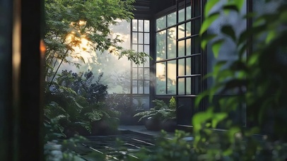 绿意夏日静谧苏州园林