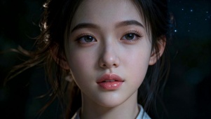 暗夜星空下的清纯少女