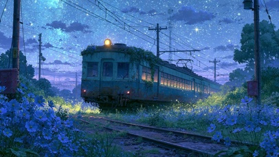 唯美夜晚火车隧道