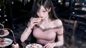 吃甜点的少女