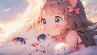 抱猫咪的少女