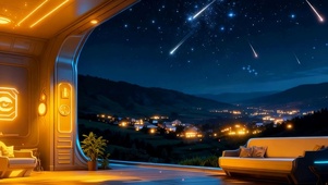 舱外夜景树木双屏