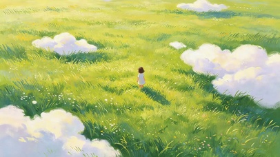 小清新草原小女孩