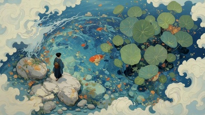 清涟锦鲤伴云游