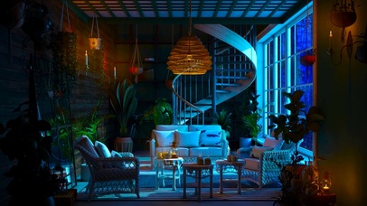 令人放松的雨夜 螺旋楼梯间