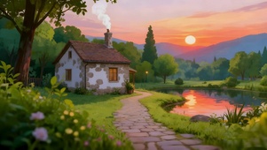 静谧的晚霞风景