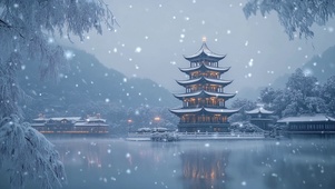 雪中古塔