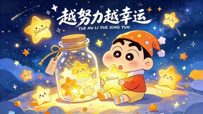 越努力越幸运 蜡笔小新