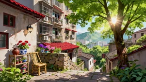 阳光明媚的小镇