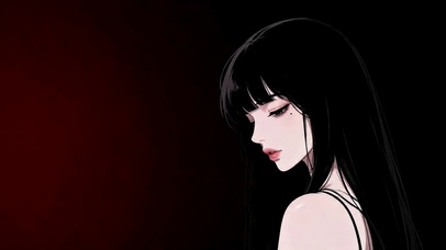 暗黑风黑发清冷美少女