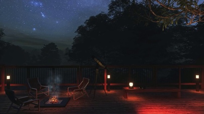 舒适夜晚门廊观星