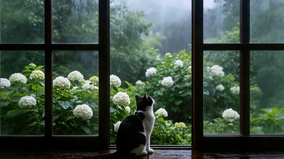 雨落窗边 听雨护眼