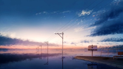 唯美海边的车站