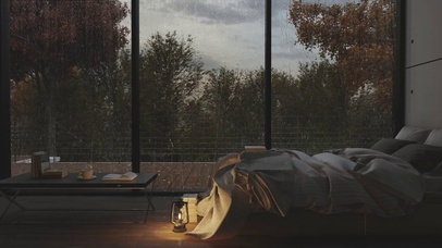 舒适的秋季卧室读书氛围