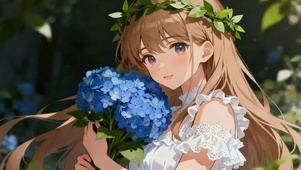 梦幻捧花白裙美女