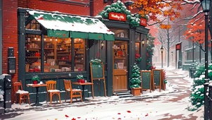 冬雪路口小店