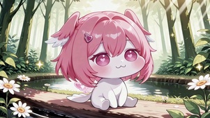 森林溪边的粉发doro莉奈娅