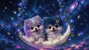 星空秋千可爱小狗