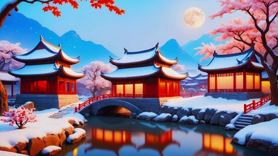 唯美冬日迷人古风雪景