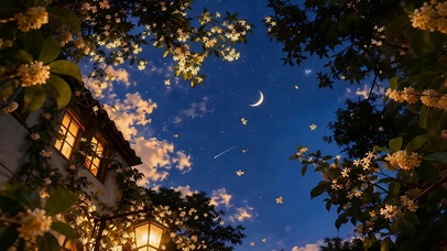 满院桂花飘香的夜晚