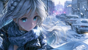 雪中动漫女孩