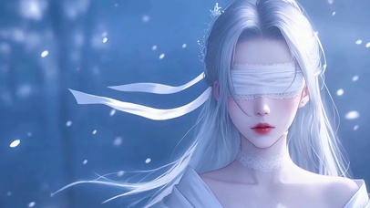 冬日氛围古风蒙眼少女