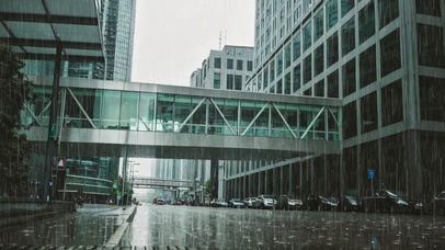 【雨景】雨中的城市一角