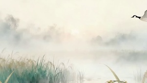 墨画古风山水带鱼屏