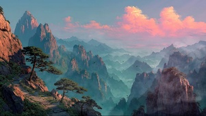 日出云雾登山小径