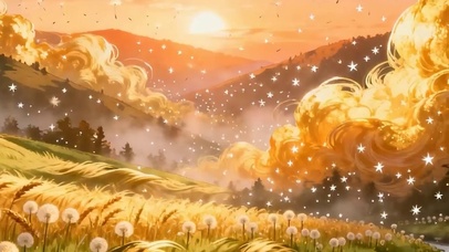 夕阳树木河流带鱼屏