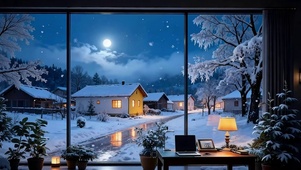 窗外雪景