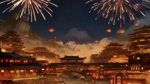 中秋夜景带鱼屏