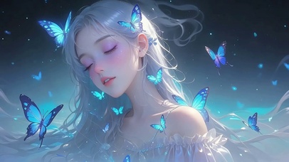 4K 轻澜下银蝶少女
