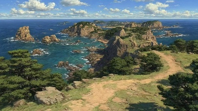 蓝天阳光礁石海岛