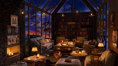 4k山中雪夜小屋