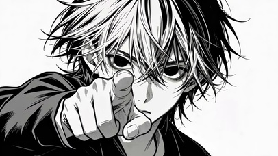 黑白简笔画男孩