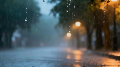 夜晚雨滴带鱼屏