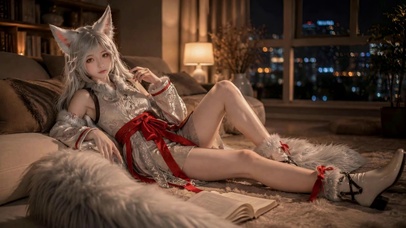 夜色居家狐耳美少女