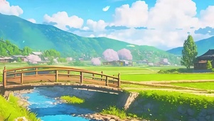 蓝天白云树木河流带鱼屏