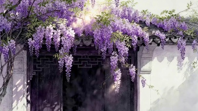 门前紫藤树