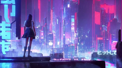 科幻赛博城市雨夜