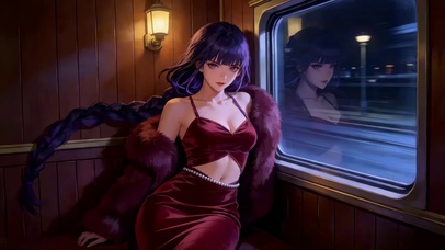 复古列车里的美女