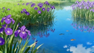 河流边鲜花