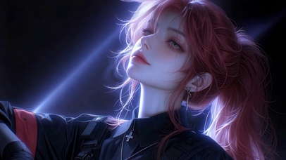 紫调追光里的红发少女