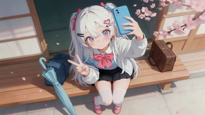 樱花木屋前女孩