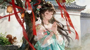 祈福的女孩