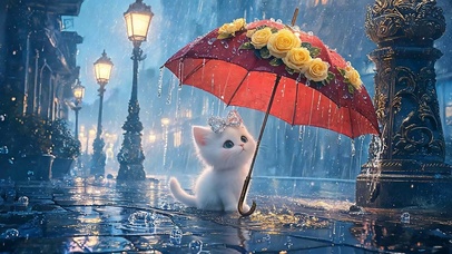 雨天可爱猫咪
