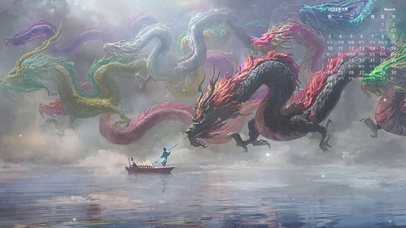 3月日历壁纸-龙年